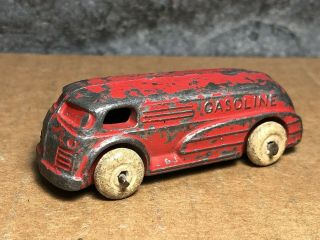 Vintage Barclay | Slush Mold 3 " Gasoline Tanker Truck | Red | 1930s | Play Worn