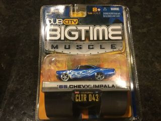 1/64 Jada Dub City Bigtime Muscle 1965 Chevy Impala Blue With Silver Flames