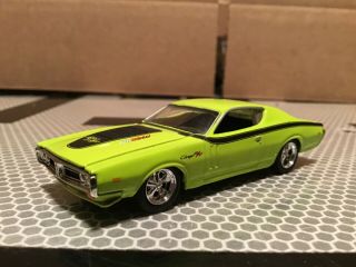 1971 Dodge Charger R/t Green Real Rubber Tire Hot Wheels 100 Custom 1/64 Loose