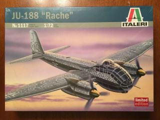 Ju - 188 " Rache " Limited Edition Italeri 1/72 Scale Aircraft Kit 1117 Sealed/nib