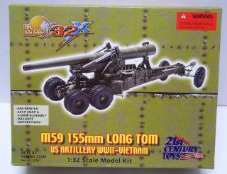 Kit - 1/32 U.  S.  Army M59 155 Mm Long Tom Artillery Gun Pre Painted Model Kit