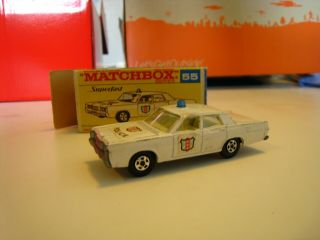 Vintage Matchbox Lesney 55 Mercury Police Car Transitional Superfast W Box