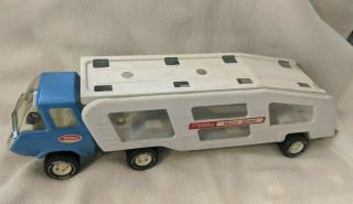 Vintage Tonka " Motor Mover " - Truck And Car Carrier Trailer Pressed Steel - 1970
