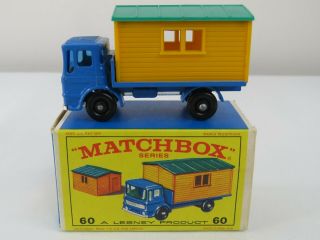 Lesney Matchbox 1966 60 Site Hut Truck W/office Regular Wheels W/original Box