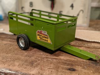 Vintage Nylint Farms Green Open Trailer Toy Truck Accessory Pressed Steel