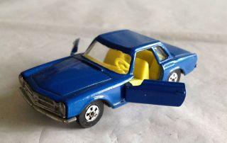 Vintage Corgi Juniors Mercedes Benz 280 Sl Whizzwheels,  Blue W/ Yellow Interior
