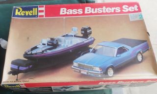 Vintage Revell 1/25 Scale Model Kit Bass Busters & Chevy El Camino Boxed
