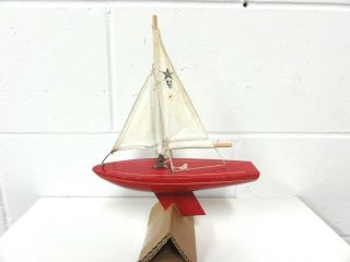 Vintage Birkenhead Star Sy0 8 " Wooden Sailing Pond Yacht Toy Model Sailboat