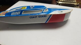 Vintage 8 - 1/2 " Ohio Art Tin Toy " Coast Guard " Boat 98 - F175 See Photos