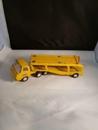 Vintage Tonka Pressed Steel Yellow Auto Transport Car Carrier Truck & Trailer