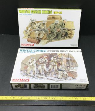 (2) Dragon 1/35 Scale Ww2 German Figure Kits: Winter Combat/winter Panzer Riders