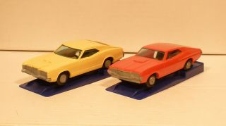 Vintage Funmate Red Ford Torino And Yellow Mercury Cougar With Launchers