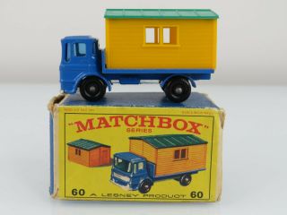 Lesney Matchbox Vintage 1966 60 Site Hut Truck Regular Wheels W/original Box