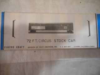 Circus Craft Ho Scale 72 FT.  Circus Stock Car CW - 162 Dom ship/ins 170033 2