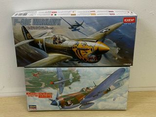 Hasegawa & Academy 1/72 Curtiss P - 40 Warhawk Kits X 2, .