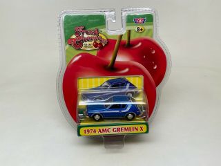 Rare - Fresh Cherries - Motor Max Die - Cast 1974 Amc Gremlin X - Blue - On Card