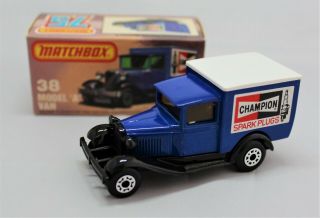 " Matchbox Superfast No38 Ford Model A Champion Van With " Black Grill " Code3