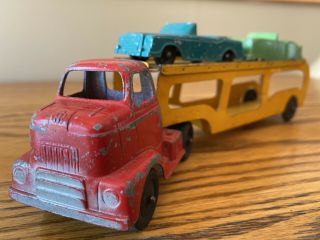 1950s TOOTSIE TOY CAR CARRIER Transport TRUCK WITH 2 CARS 1 Is Midgetoy 2