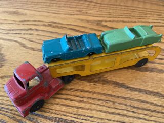 1950s TOOTSIE TOY CAR CARRIER Transport TRUCK WITH 2 CARS 1 Is Midgetoy 3
