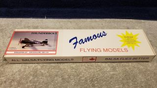 Vintage Famous Flying Models Thunderbolt Rubber Power Wood Kit 20 " Wing Span