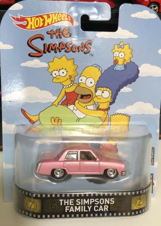 Hot Wheels 2017 Retro Entertainment The Simpsons Family Car Pink Opened