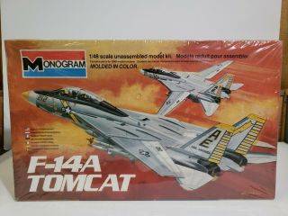 Vintage Monogram 1/48 Scale F - 14a Tomcat Plane Model Kit 5803 1981 Nib Unbuilt