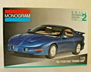 Monogram 2965 1993 Pontiac Firebird Trans Am Plastic Model Kit 1/25 Open Box