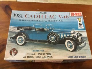 Jo - Han 1931 Cadillac V - 16 Sport Phaeton 1/25 Scale Plastic Model Kit Unbuilt