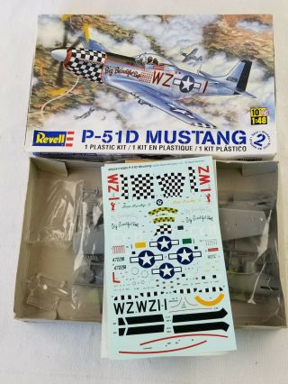 Revell P - 51d Mustang 1:48 Plastic Kit Model Airplane Open Box
