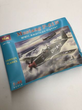 Icm 1/48 Scale Mustang P - 51b Wwii American Fighter Plastic Model Kit 48122