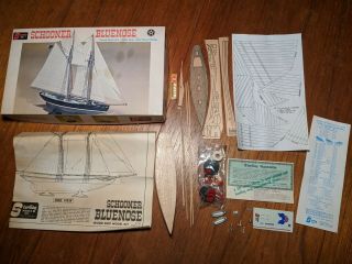 Vtg Sterling Models Schooner Bluenose Sailboat Kit G3 Wood Hull Ship 11 " Read