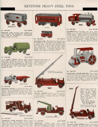 1931 Keystone Toys Advert 2 - pages Color RARE Pullman,  Packard,  Fire 2