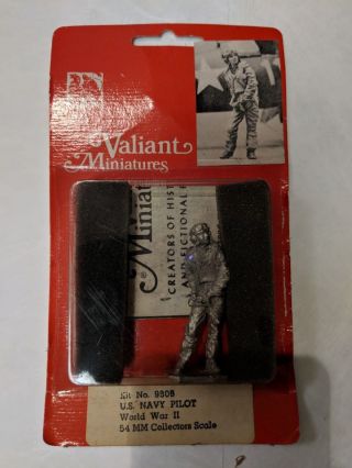 Valiant Vintage 54mm Miniature Metal Soldier World War Ii Us Navy Pilot
