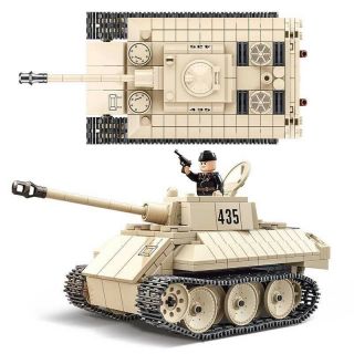 Germany Ww2 Vk 1602 Leopard Light Tank Model Brick Building Toy Set & Soldiers