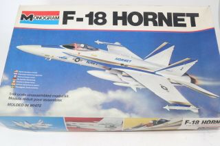 Monogram 1:48 F - 18 Hornet Us Navy Model Kit Airplane Jet Fighter Partial Built