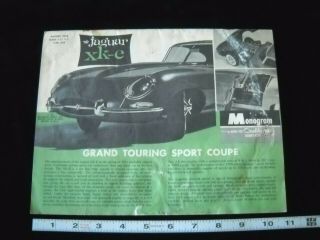 Vintage Monogram 1/8 Scale Jaguar Xk - E Model Car Assembly Instruction Booklet