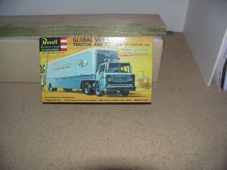 Revell Ho Scale Model Of A Global Van Lines Tractor & Trailer,  Parts Bag,