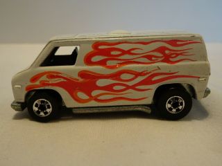 Vintage 1974 Hot Wheels Chevy Van White with Red Flames 2
