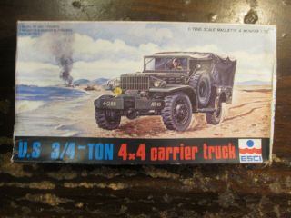 Vintage Esci 1:72 Scale U.  S.  3/4 - Ton 4x4 Carrier Truck Model Kit 8