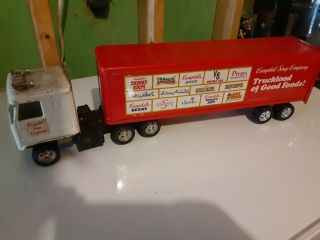 Ertl Campbell’s Soup Company Toy Semi Truck & Trailer 1985 Metal Pressed Steel