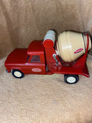 Vintage Red Tonka Cement Mixer Mini Mid Size 9 Inch Pickup Steel