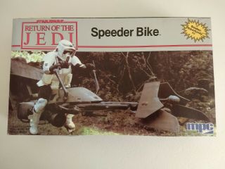 Vintage 1983 Mpc Star Wars Rotj Speeder Bike Model Kit Complete.  12 " Long