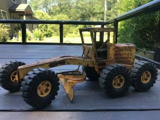 Vintage 16 " Nylint Metal Yellow Toy Grater Farm Tractor With 6 Wheels