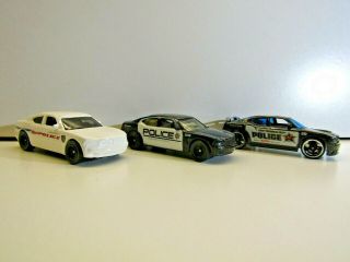 Hot Wheels & Matchbox By Mattel 3 X Dodge Charger Police Car Set