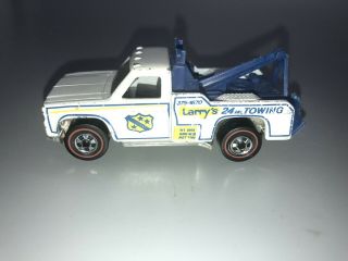 Vintage 1974 Hot Wheels Larry’s 24 Hour Towing With Phone Number & Redline Tires