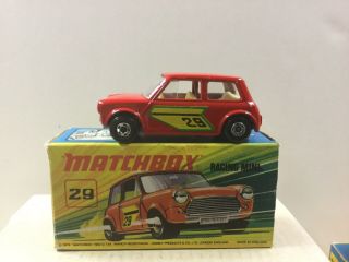 Matchbox Lesney Superfast 29 Racing Mini,  Lighter Red,  H Box