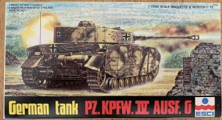 Esci German Tank Pz.  Kpfw.  Iv Ausf.  G - 1/72 Scale - Vintage 1977 Kit