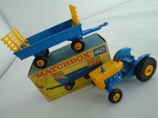 Matchbox Lesney No.  39c Ford Tractor & 40c Hay Trailer 1967