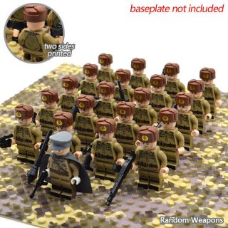 21pcs/set Ww2 Military Soviet Union Red Army Soldiers Officer Minifigures Toys