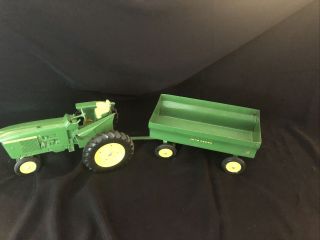 Vintage John Deere 1/16 Rwa Tractor Disk Farm Toy With Wagon